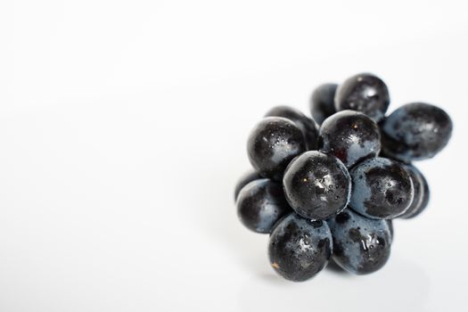 A Bunch of Black Grapes against a plain white background