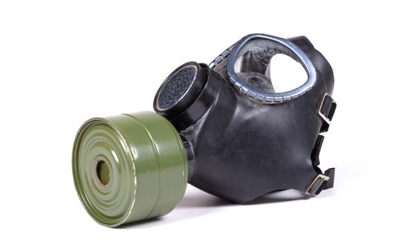 Vintage gasmask isolated on a white background - Green filter