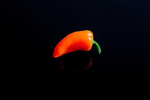 Small pepper on a black surface