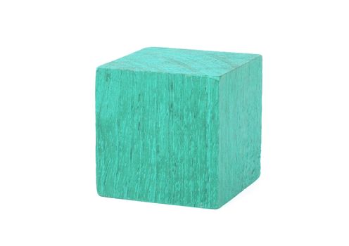 Vintage green building block isolated on white background