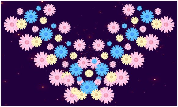 digital textile design of various flowers on abstract background