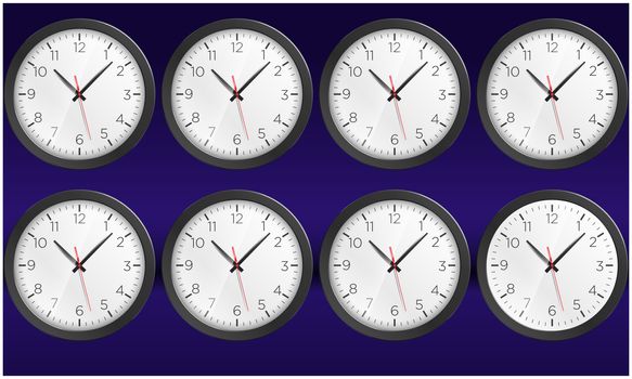 collection of world clock on abstract backgrounds