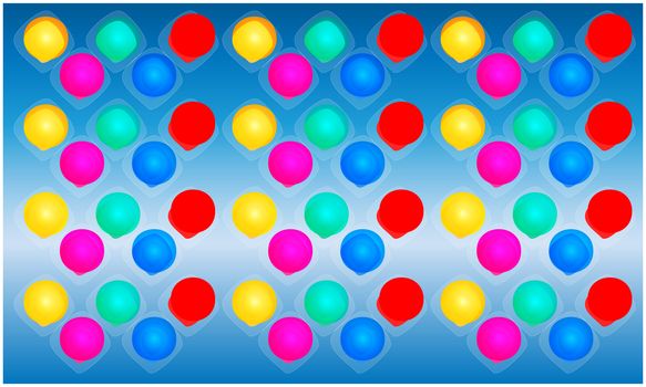 digital textile design of colored circles and square on abstract background