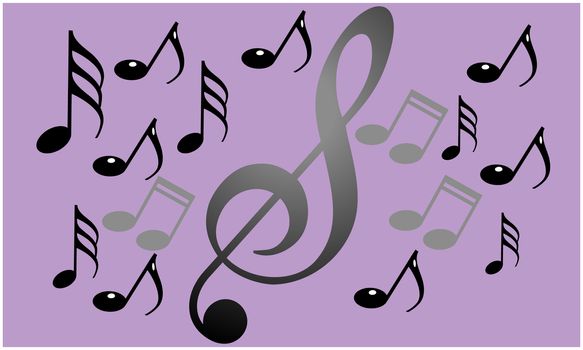 several music signs on abstract background