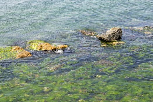 sea water and rocks in nature