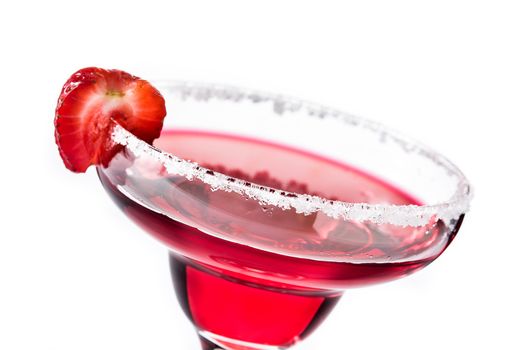 Strawberry cocktail drink isolated on white background