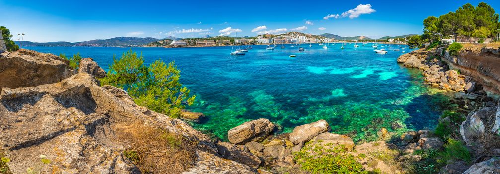 Summer vacation at seaside of Santa Ponca on Mallorca island, Mediterranean Sea