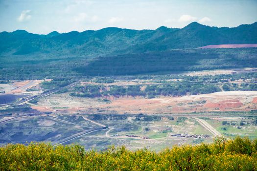 Large machinery and coal mining workspace