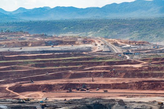 Large machinery and coal mining workspace