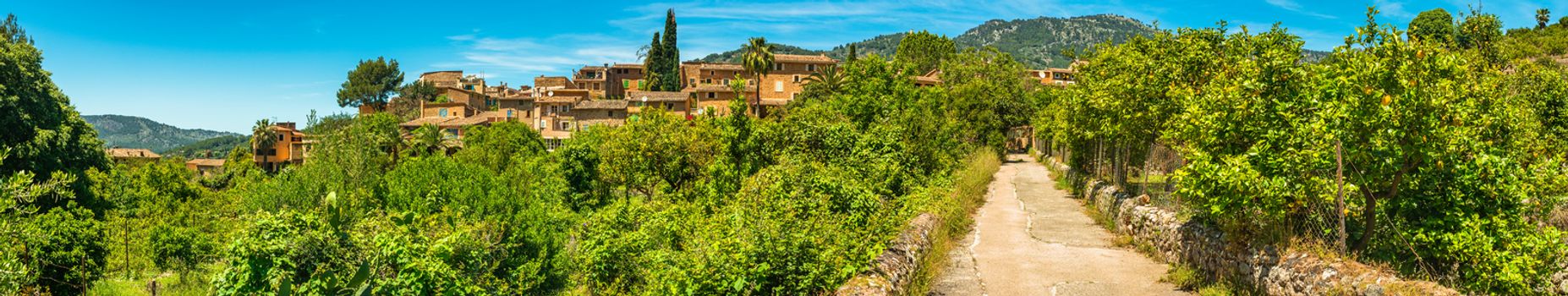 Old mediterranean village of Fornalutx, Mallorca, panoramic view