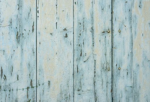 Grunge blue vintage wood background texture with peeling paint
