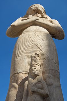 Large statue of Nefertari at ancient egyptian Karnak Temple in Luxor