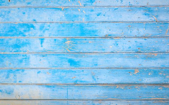 Old blue painted wooden planks background texture