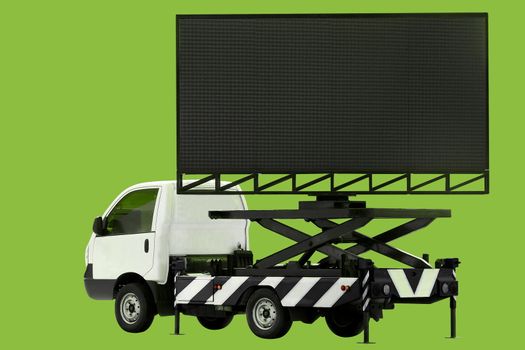 Billboard on car LED panel for sign Advertising isolated on background green