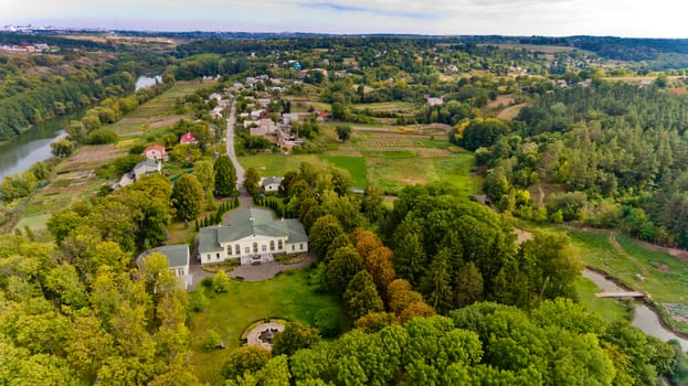 A typical European village. Aerial view.