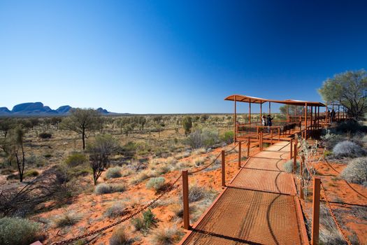 Kata-Tjuta Dunes Viewing Area on a clear winter's day in the Northern Territory in Australia