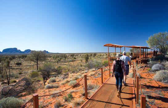 Kata-Tjuta Dunes Viewing Area on a clear winter's day in the Northern Territory in Australia