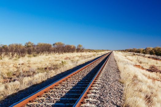 The famous Ghan railway track near Alice Springs extends all the way to Darwin in Northern Territory, Australia