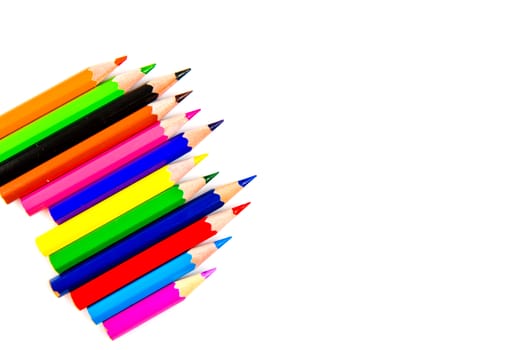 Multicolored pencils isolated on white background.