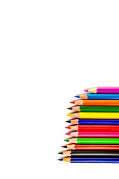 Multicolored pencils isolated on white background. School supplies.