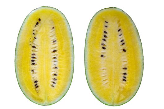 The Yellow Watermelon with isolated on black.