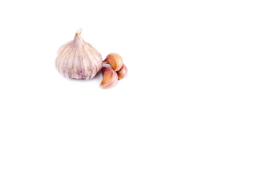 Garlic isolated on white background with reflection.