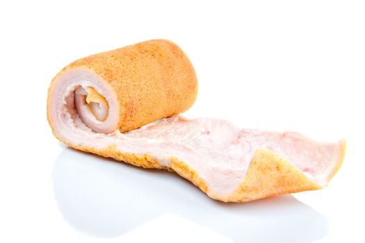 Pork belly isolated on a white background.