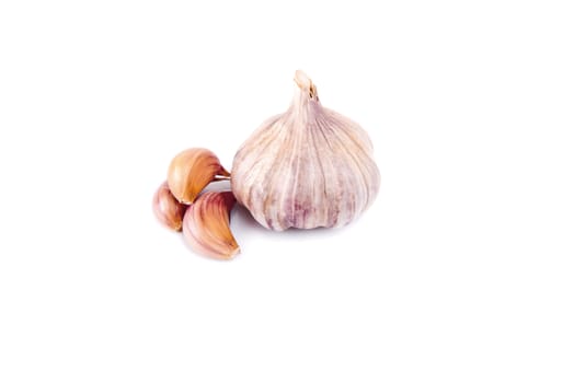 Garlic isolated on white background with reflection.