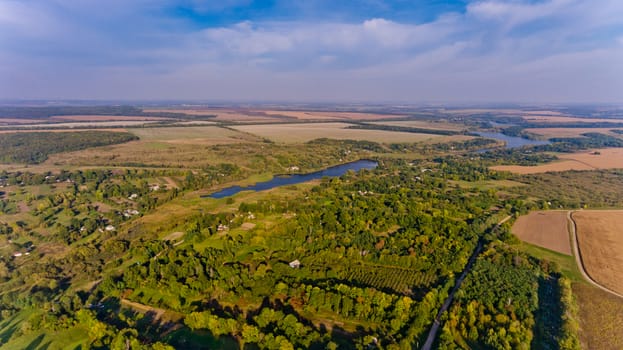 A typical European village. Aerial view.