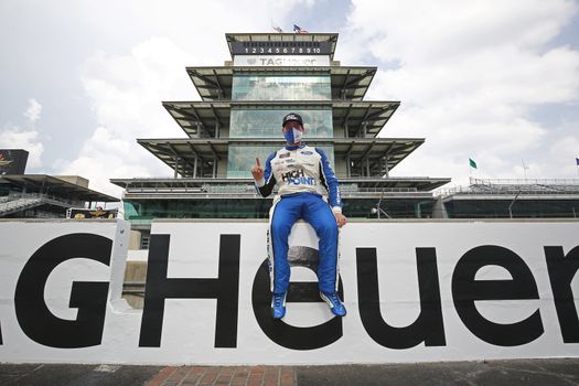 Chase Briscoe (98) wins the Pennzoil 150 at the Brickyard at Indianapolis Motor Speedway in Indianapolis, .