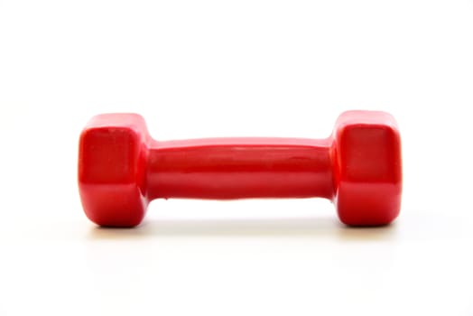 Red Dumbbell isolated on white background.