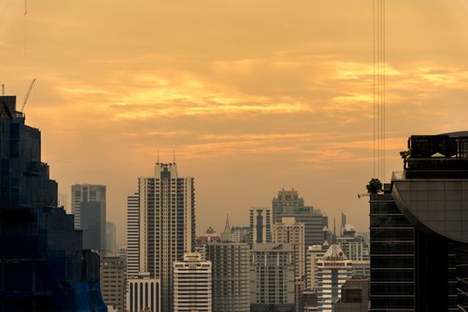 Editorial: Bangkok City, Thailand, 16th Febuary 2017. Bangkok City has city of business and communication in the morning with sunrise at Siam Bangkok Thailand.