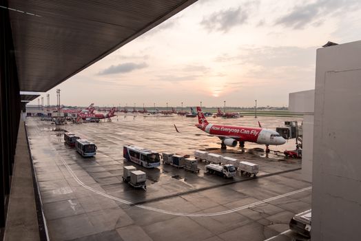 BANGKOK, THAILAND - May 23, 2017: Airliner Air-Asia Airbus at Bangkok Donmuang Airport on May 23, 2017. Air Asia company is the largest low cost airlines in Asia