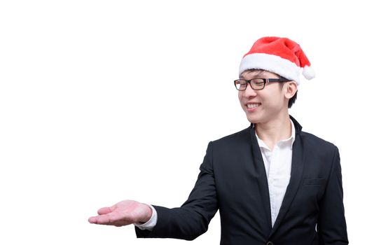 Business man with Christmas festival themes isolated on white background.