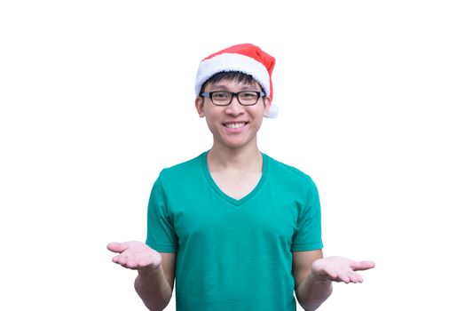 Asian handsome man with green shirt and eyeglasses has ignore responsibility isolated on white background with copy space.