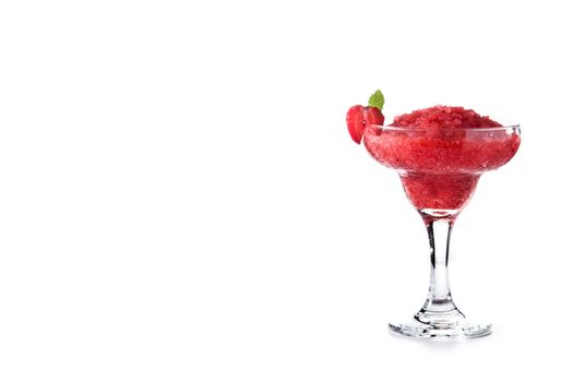 Strawberry margarita cocktail isolated on white background