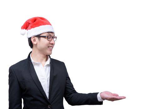 Business man with Christmas festival themes isolated on white background.
