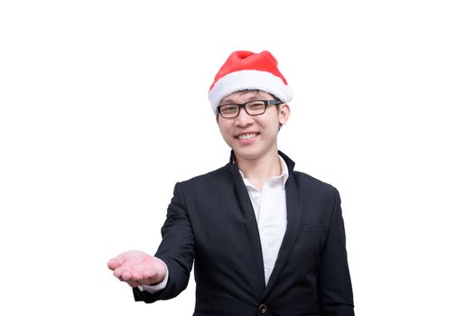 Business man with Christmas festival themes isolated on white background.