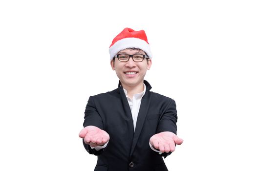 Business man with Christmas festival themes isolated on white background.