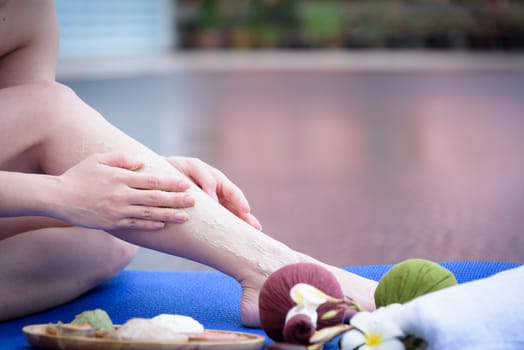 Portrait of beautiful asian people with close up view and close up hand massage in spa salon. Beauty, healthy, spa and relaxation concept.