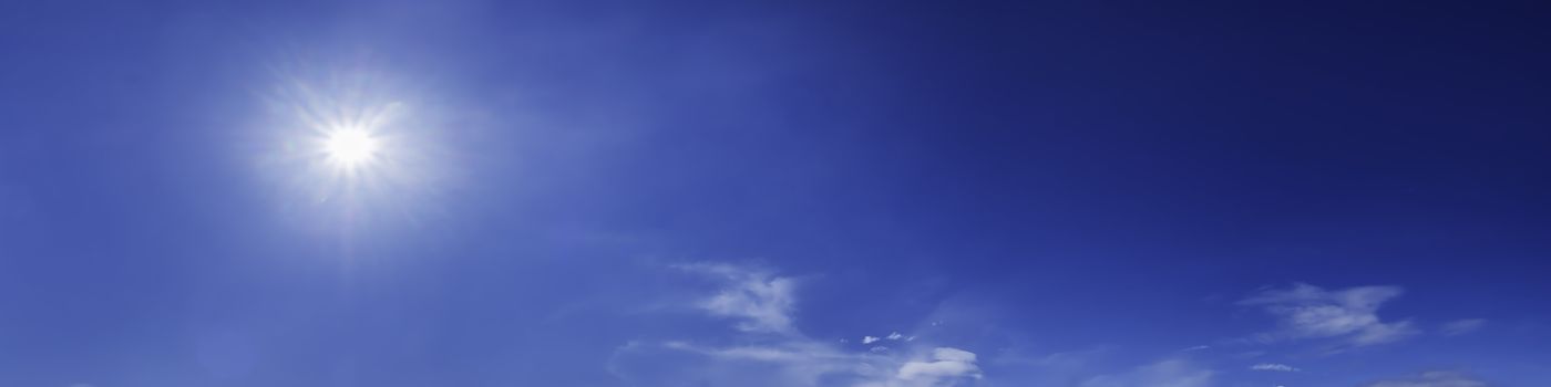 Panorama sky with cloud on a sunny day. Beautiful cirrus cloud.