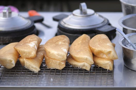 Pancake with coconut, famous of Thai dessert, Street food in Thailand.