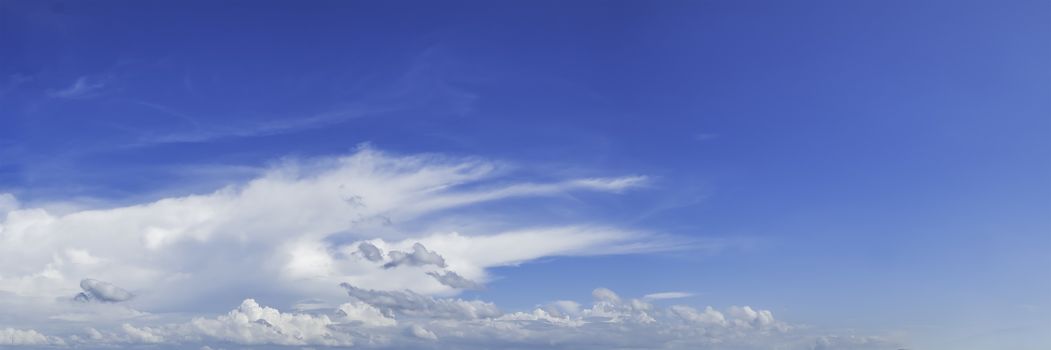 Panorama sky with cloud on a sunny day. Beautiful cirrus cloud.