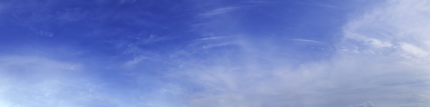 Panorama sky with cloud on a sunny day. Beautiful cirrus cloud.