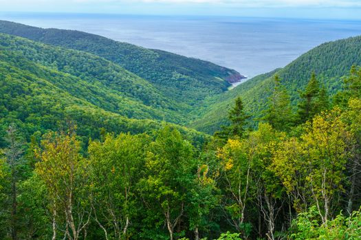 Landscape of the Fishing Cove, along the Cabot Trail, in Cape Breton island, Nova Scotia, Canada