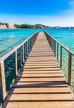 Spain Majorca island, pier at the coast of Paguera, Balearic Islands, Mediterranean Sea