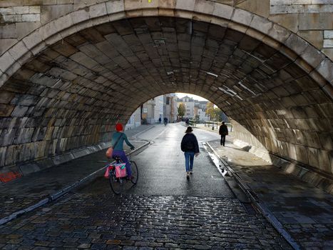 Ghent, Belgium - November 02, 2019: view on the streets and roads with tourists walking around