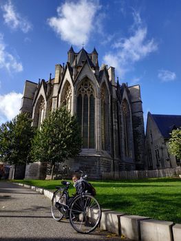 Ghent, Belgium - November 02, 2019: view on the streets and roads with tourists walking around