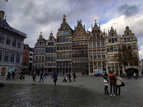 Ghent, Belgium - November 02, 2019: view on the streets and roads with tourists walking around