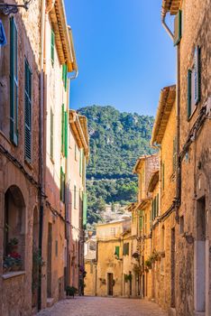 Street in the mountain village of Valldemossa, Spain Balearic islands